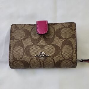 Coach Light Brown Wallet with Pink Interior Like New